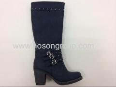 Fashion buckle strap chunky heel boots with studs