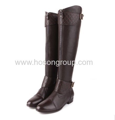 Knee heel chunky heel zipper boots