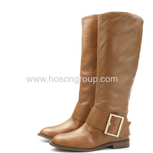 Fashion buckle strap clip on knee heel boots
