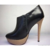 new style platform high heel black leather women boots with zipper