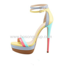 Coloful ankle wrap high heel sandals