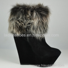 fashion thick heel black lady boots