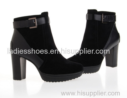 leather high heel women ankle boot with buckle