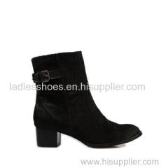 black fur mulheres chunky heel ankle boots