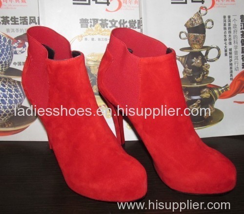 PU suede red color fashion basic style women ankle boot