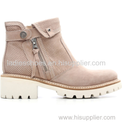 brown basic style zipper flat women ankle boot