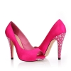 Melheres pink cloth rhinestone heel shoes