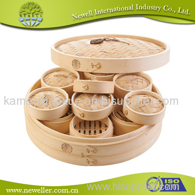 Bamboo Steamer in 2 layers and 1 lid