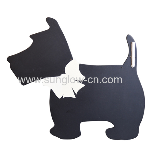 Wooden Black Dog With White Bow Tie