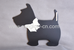 Wooden Black Dog With White Bow Tie