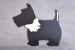 Wooden Black Dog With White Bow Tie