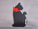 Wooden Black Cat With Red Bow Tie