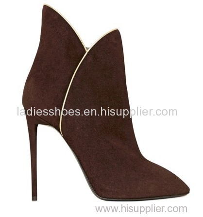 fashion design high heel brown pointed toe women ankle boot