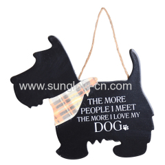 Wooden Black Dog With Bow Tie and Rope