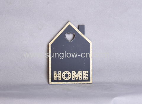 Wooden Home Shape With Golden Logo Printing
