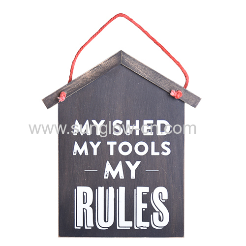 Wooden Home Shape With RULES Logo Printing