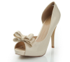 Bowtie peep toe high heel women dress shoes