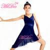 Blue Lyrical Dance Competition Costumes Sequin V Neck Knee Length Dress