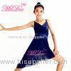 Blue Lyrical Dance Competition Costumes Sequin V Neck Knee Length Dress