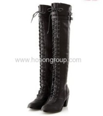 New style lace up thigh heel boots