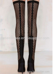 customed design black lace high heel knee women boots