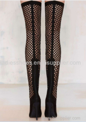 customed design black lace high heel knee women boots