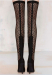 latest customed design black lace high heel knee women boots