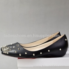 women black fashion flat comfortable shoes with studs