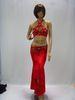 Sexy Red Halter Neck Floor Length Metallic Bras & Skirt Belly Dancing Clothes