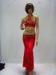 Sexy Red Halter Neck Floor Length Metallic Bras & Skirt Belly Dancing Clothes