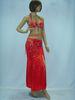 Contemporary Red Halter Neck Metallic Bras & Skirt Belly Dancing Clothes for Performance