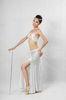 Noble White Halter Neck Metallic Floor Length Bras & Skirt Belly Dancing Clothes