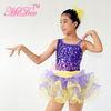 2 In 1 Dance Competition Costumes Diagonal Neckline Bodice Purple Knee Length Skirt