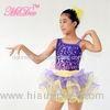 2 In 1 Dance Competition Costumes Diagonal Neckline Bodice Purple Knee Length Skirt