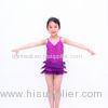 3 Layer Latin Dance Costumes Biketard V - Neck Bodice Flying Fringe Skirt Outfits