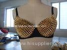 Dance Club Wear Gold Spike Studded Bra / Polyester Sexy Sequin Bra Top