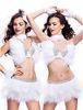 Rhinestones Waistband Feather Dance Costumes Fabulous Feather Boa Skirt With Matching Bras