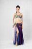 Distinctive Halter Neck Metallic Bra Top 2Pcs Belly Dancer Costume For Womens