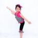 Black N White Strips Kids Dance Clothes With Black Rhinestones Ruflle Waist Cerise Trim Bows