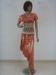Adult Belly Dancing Clothes Distinctive Orange V Neck MetallicBikini Top Cut Off Skirt
