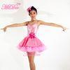 Tiered Dance Competition Costumes Glitter Short V Neck Dress Artificial Flower Side Waist