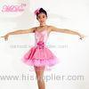 Tiered Dance Competition Costumes Glitter Short V Neck Dress Artificial Flower Side Waist
