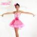Tiered Dance Competition Costumes Glitter Short V Neck Dress Artificial Flower Side Waist