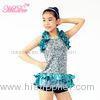 2 in 1 Glitter Sequin Bodice Ruflle Halter Neck Leotard Dance Competition Costumes