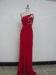 Silky Satin Mermaid Trailed Dress One Shoulder Back Pleated Cut Off Top With Beading