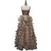 Strapless High Waist Dress Floor Length 2 Rows Beading Ruffle High Waist Dress
