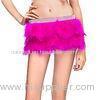 Double Layer Skirt / Fabulous Feather MiniSkirt With Rhinestones Waist Band