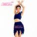 Diagonal Latin Dance Dresses Sequin Dance Tops One Shoulder Gather With Feather Flower Girls Ruffle