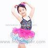 Rainbow Kids Dance Clothes Curly Hem Skirt Sequin Tiered Dress Back Straps Cross