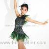 Ruffle Jazz Tap Costumes Striking Peacock One ShoulderDress With Shredded Organza Skirt